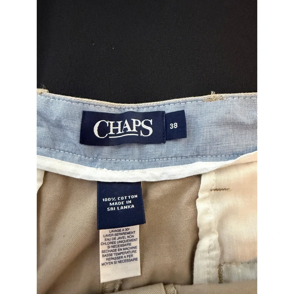 Chaps Mens Tan Khaki Flat Front Cotton Twill Casual Shorts Size 38 NWT